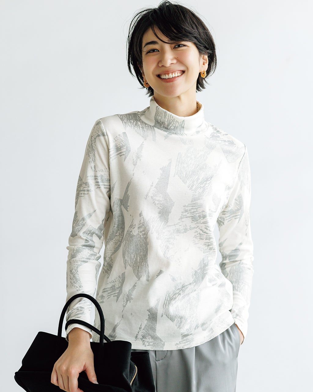 超長綿・ハイネック／柄/40代50代からのレディースファッション通販