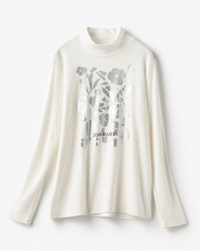 超長綿・ハイネック/プリント 詳細画像 オフホワイト 3