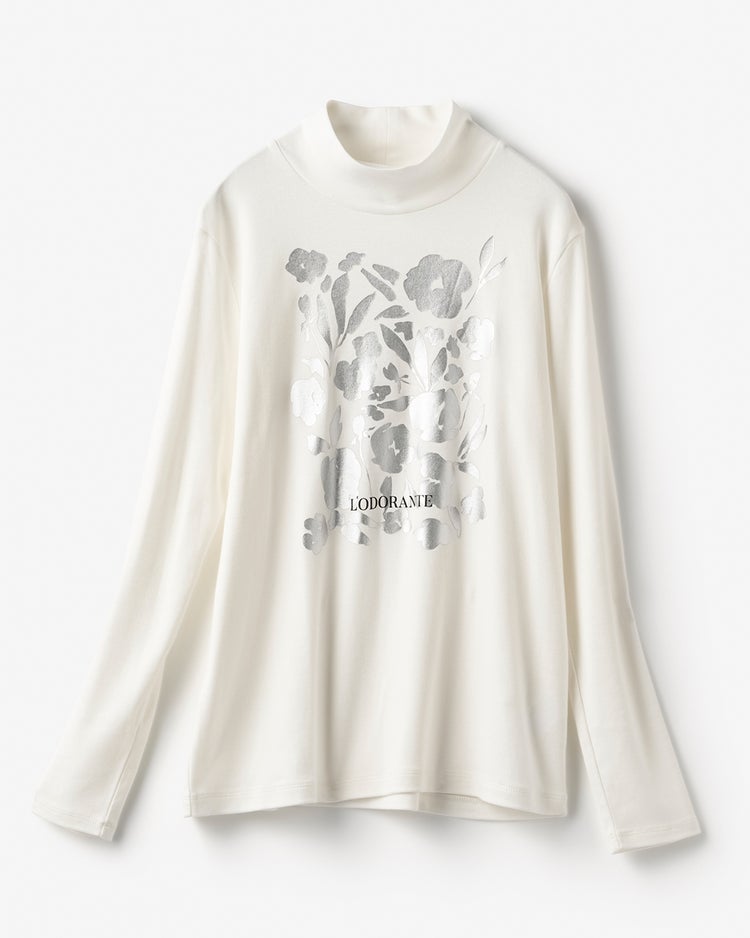 超長綿・ハイネック/プリント 詳細画像 オフホワイト 3