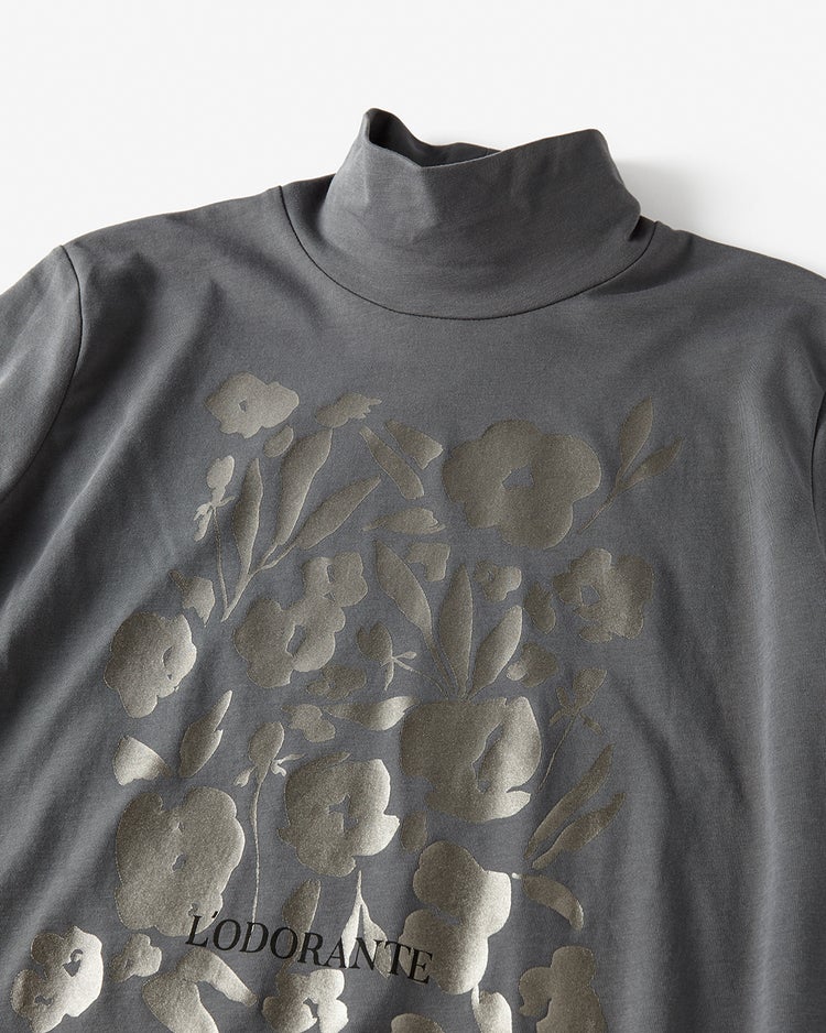 超長綿・ハイネック/プリント 詳細画像 チャコール 3