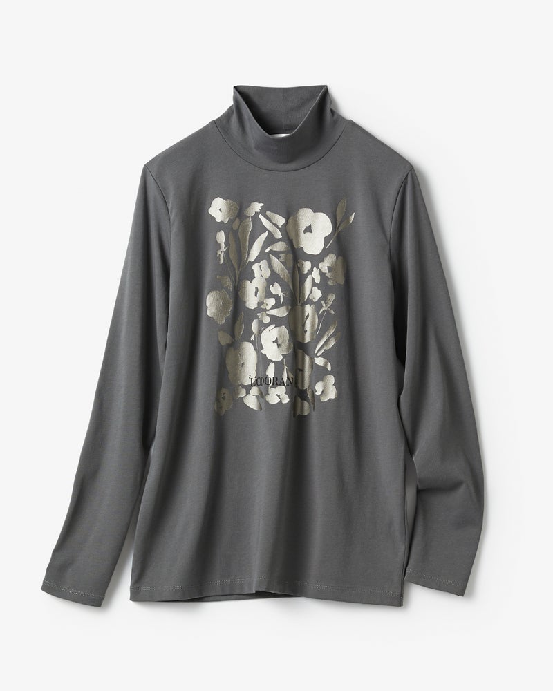超長綿・ハイネック/プリント 詳細画像 チャコール 6