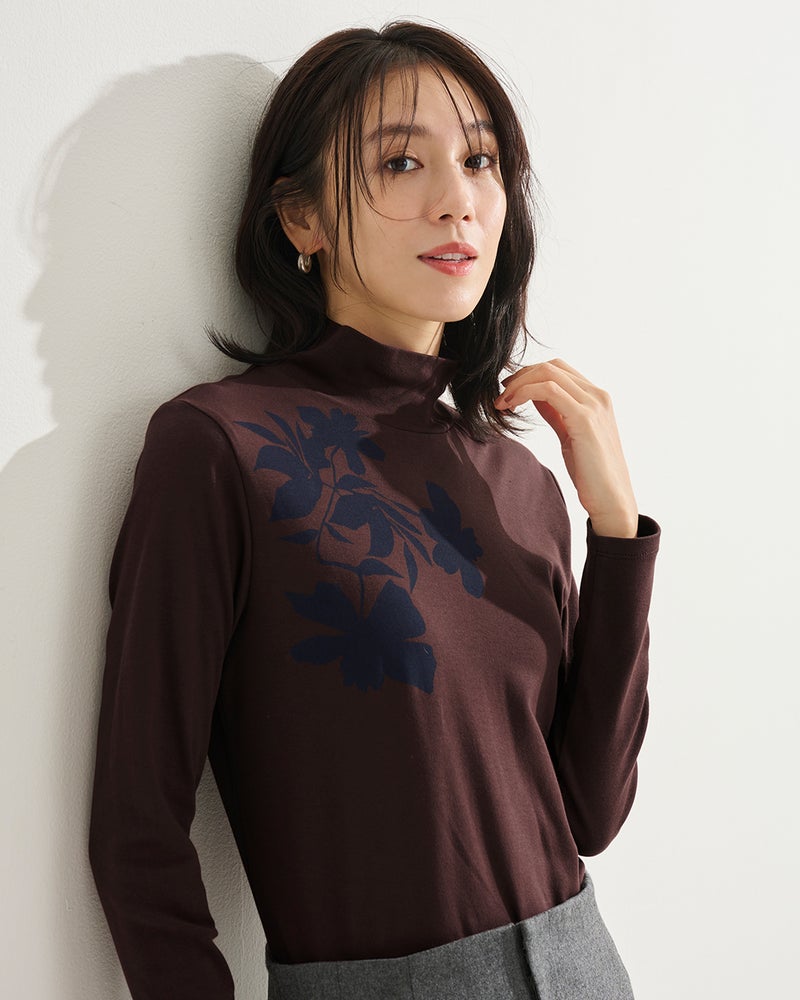 超長綿・ハイネック/プリント 詳細画像 ダークパターン 1