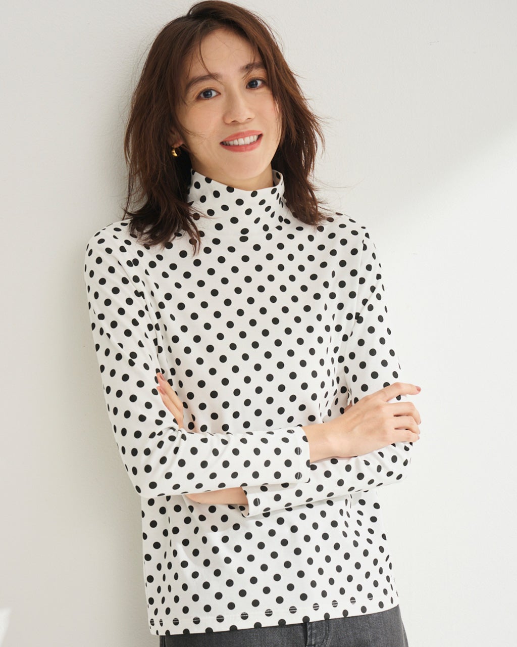 超長綿・ハイネック／ドット/DoCLASSE