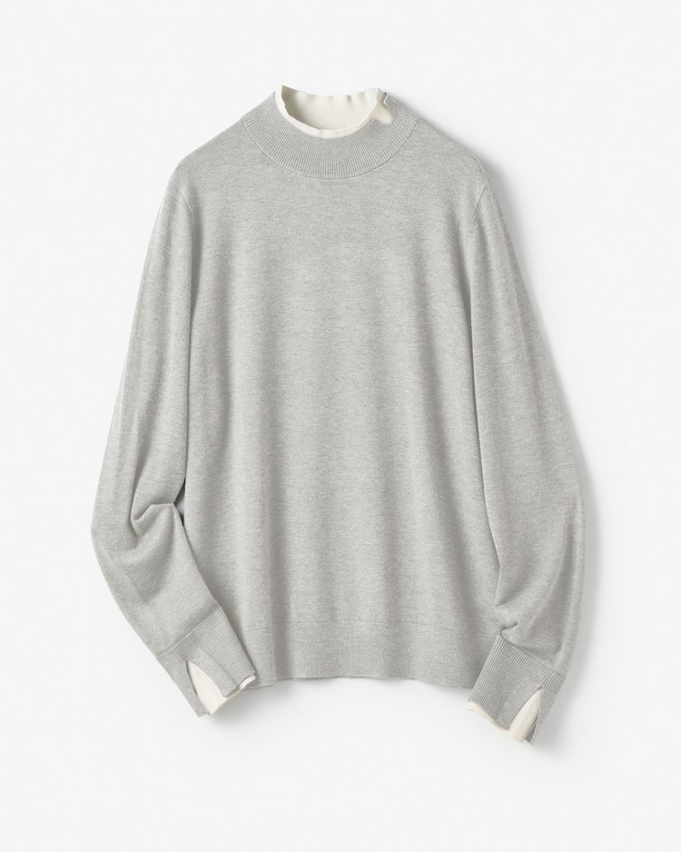 シルクフィール・レイヤード風ハイネック 詳細画像 ライトグレー 5