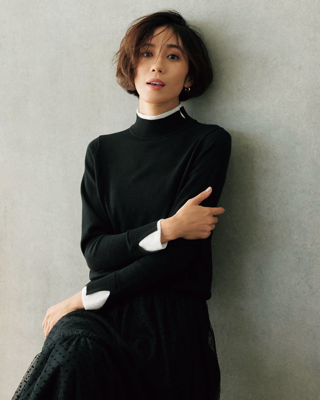 シルクフィール・レイヤード風ハイネック/DoCLASSE