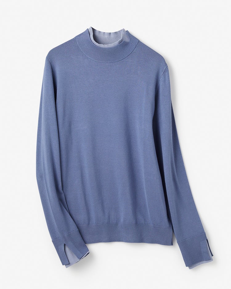 シルクフィール・レイヤード風ハイネック 詳細画像 ダスティーブルー 3