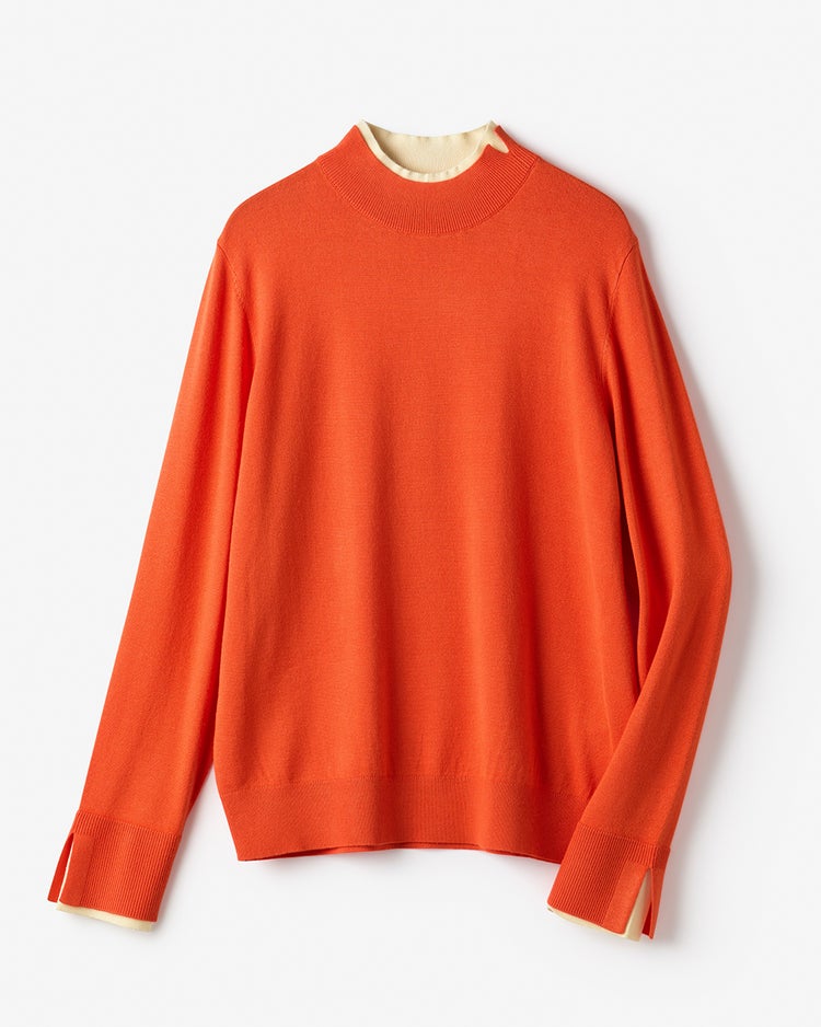 シルクフィール・レイヤード風ハイネック 詳細画像 オレンジ 5