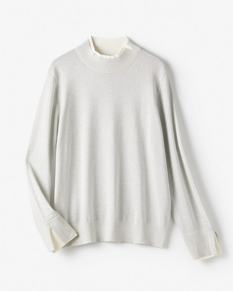 シルクフィール・レイヤード風ハイネック 詳細画像 シルバー 3