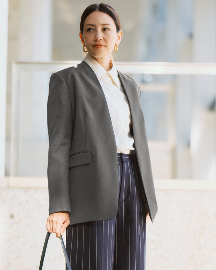 トリニティツイル・ノーカラージャケット 詳細画像 グレー 1