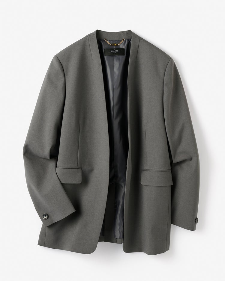 トリニティツイル・ノーカラージャケット 詳細画像 グレー 3