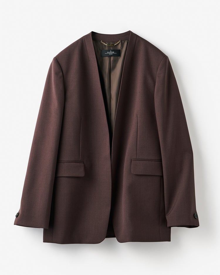 トリニティツイル・ノーカラージャケット 詳細画像 ダークブラウン 3