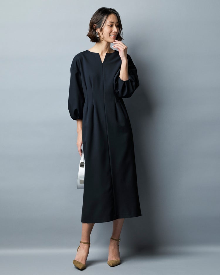 トリニティツイル・キーネックワンピース 詳細画像 ミッドナイトブルー 1