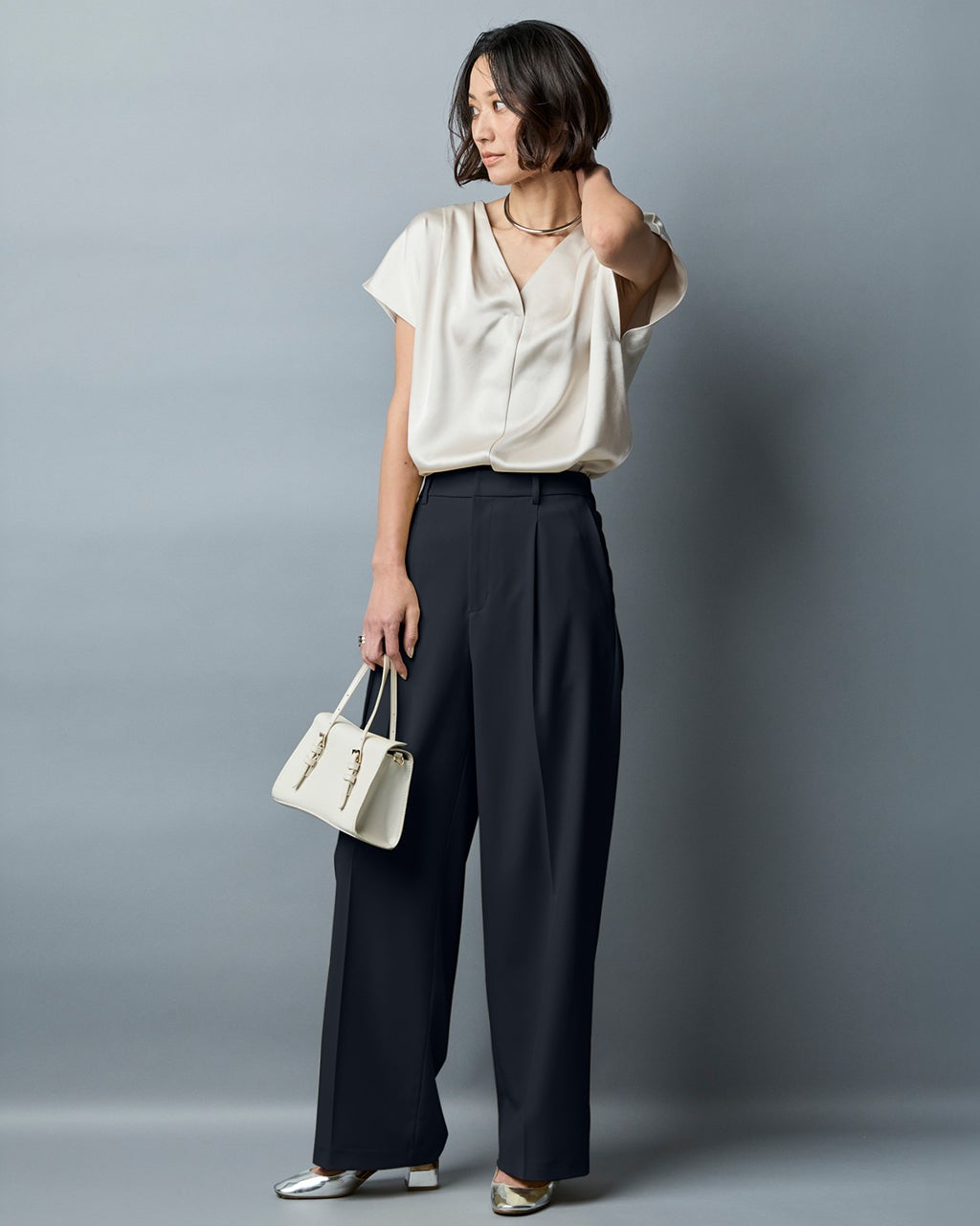 レディース ワイドパンツ（ネイビー）一覧/40代50代からのファッション