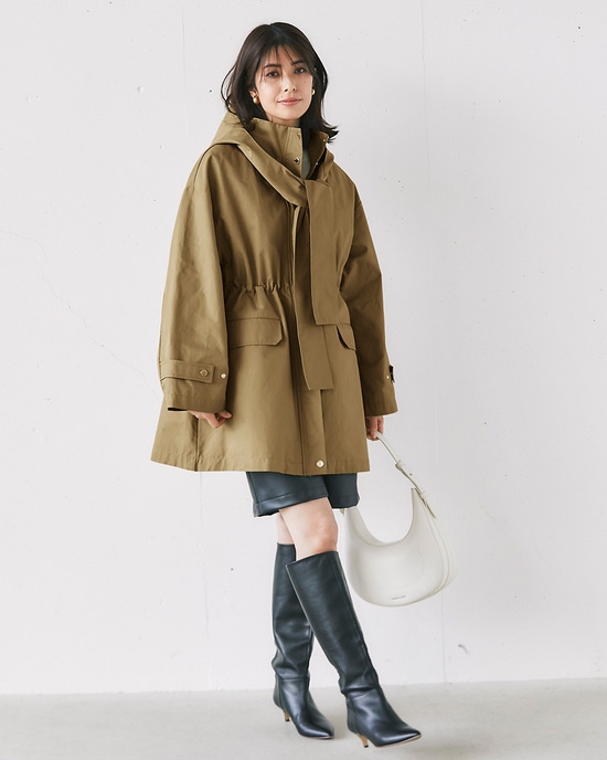 コットンブレンド・ライナー付き２WAYコート