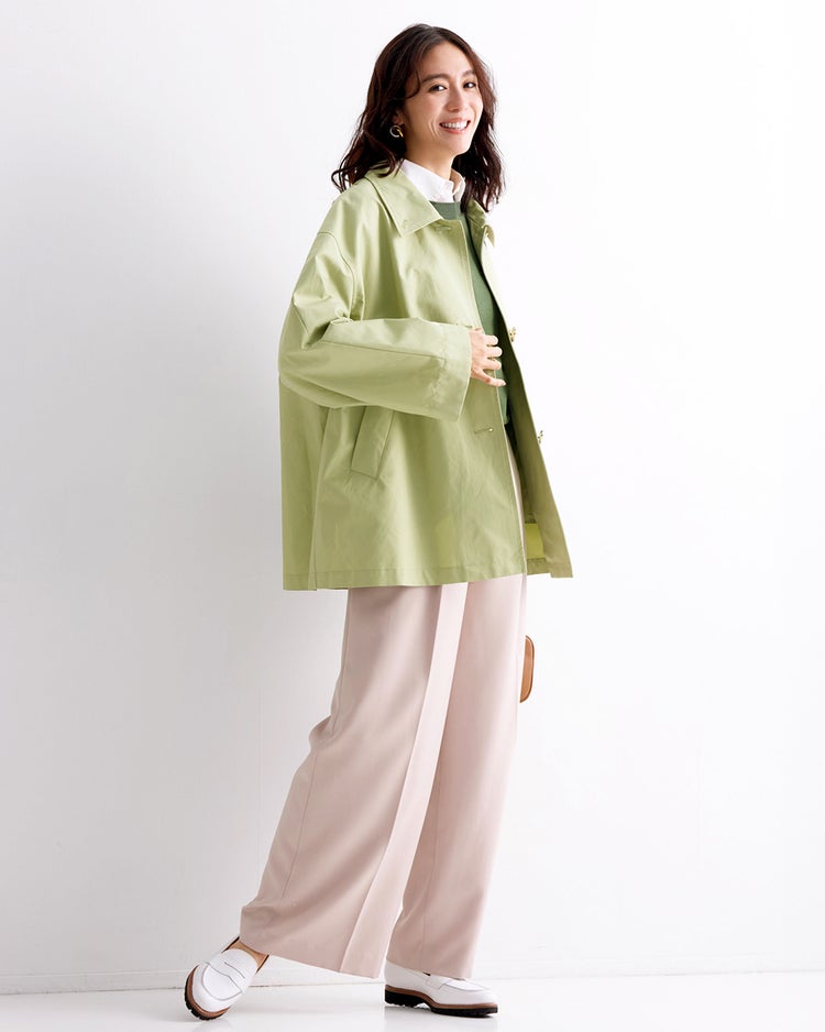 コットンブレンド・ステンカラーコート 詳細画像 ライトグリーン 1