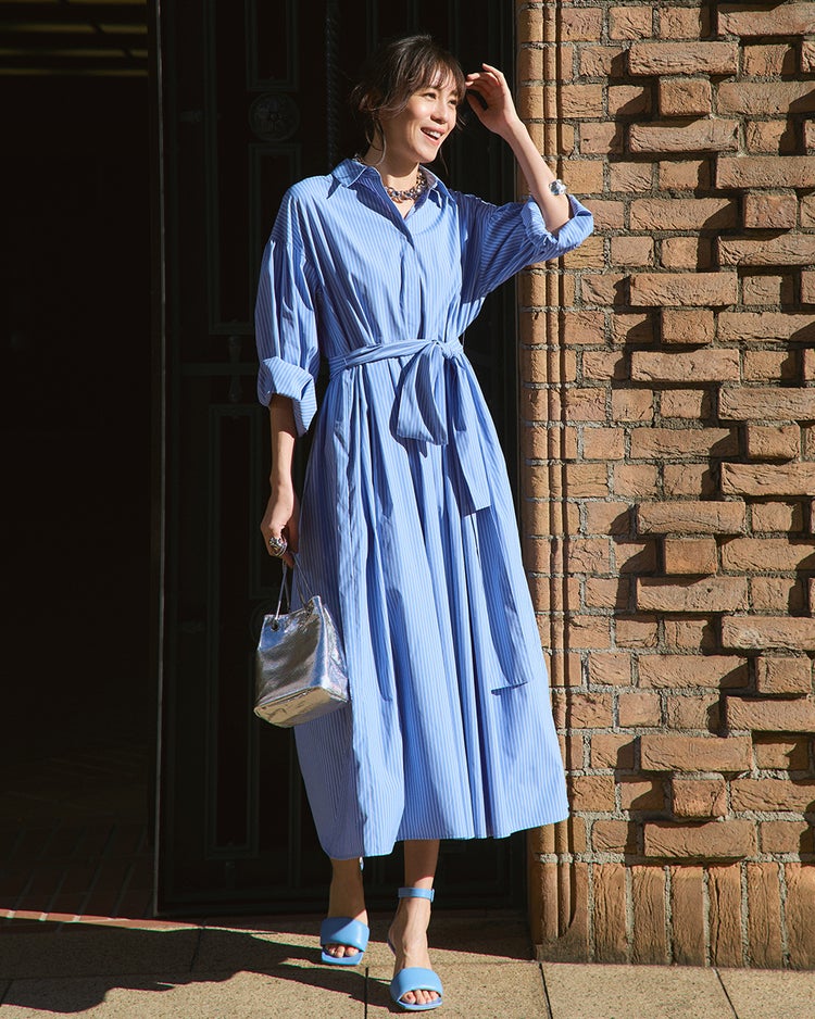 UVイージーケア・シャツワンピース 詳細画像 サックス・パターン 1