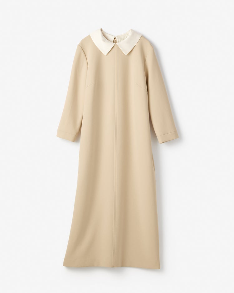 二重織カルゼ・2WAY衿ワンピース 詳細画像 ベージュ 1