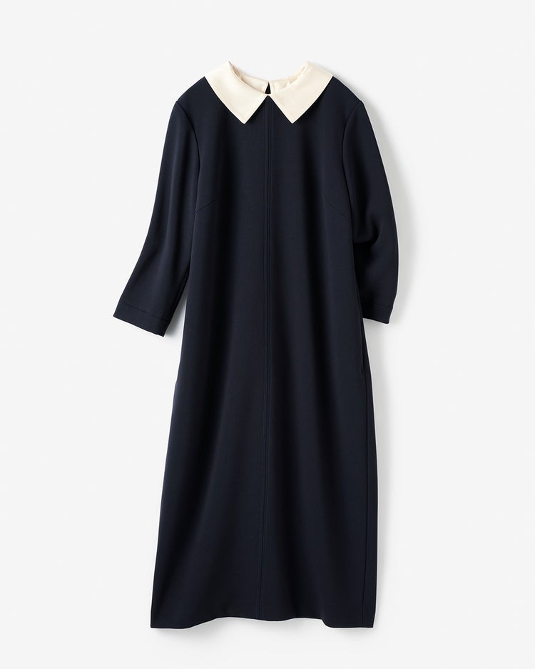 二重織カルゼ・2WAY衿ワンピース 詳細画像 ダークネイビー 8