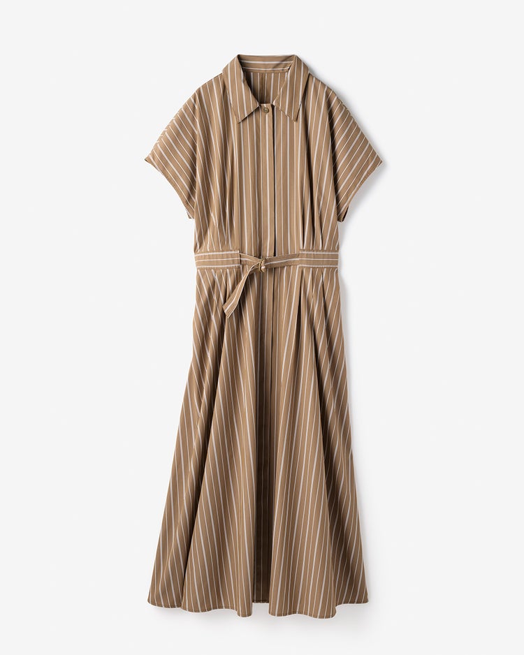 UVイージーケア・ベルト付きシャツワンピース 詳細画像 ブラウンパターン 2