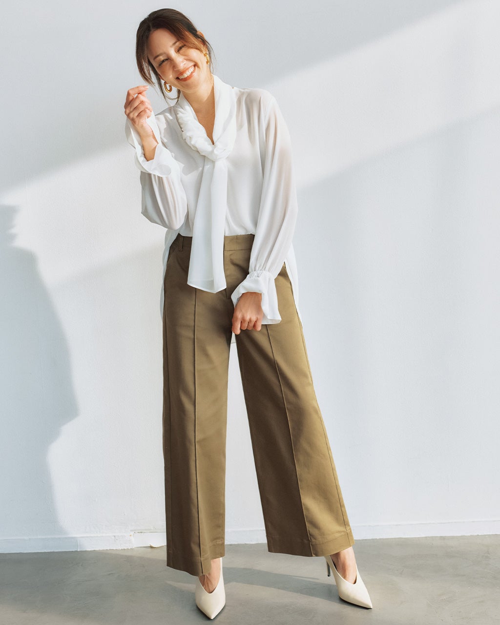 レディース ワイドパンツ（ベージュ）一覧/40代50代からのファッション