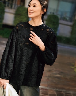 カットジャカード・プルオーバーブラウス