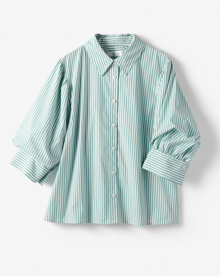 UVイージーケア・タック袖ブラウス 詳細画像 グリーン・パターン 2