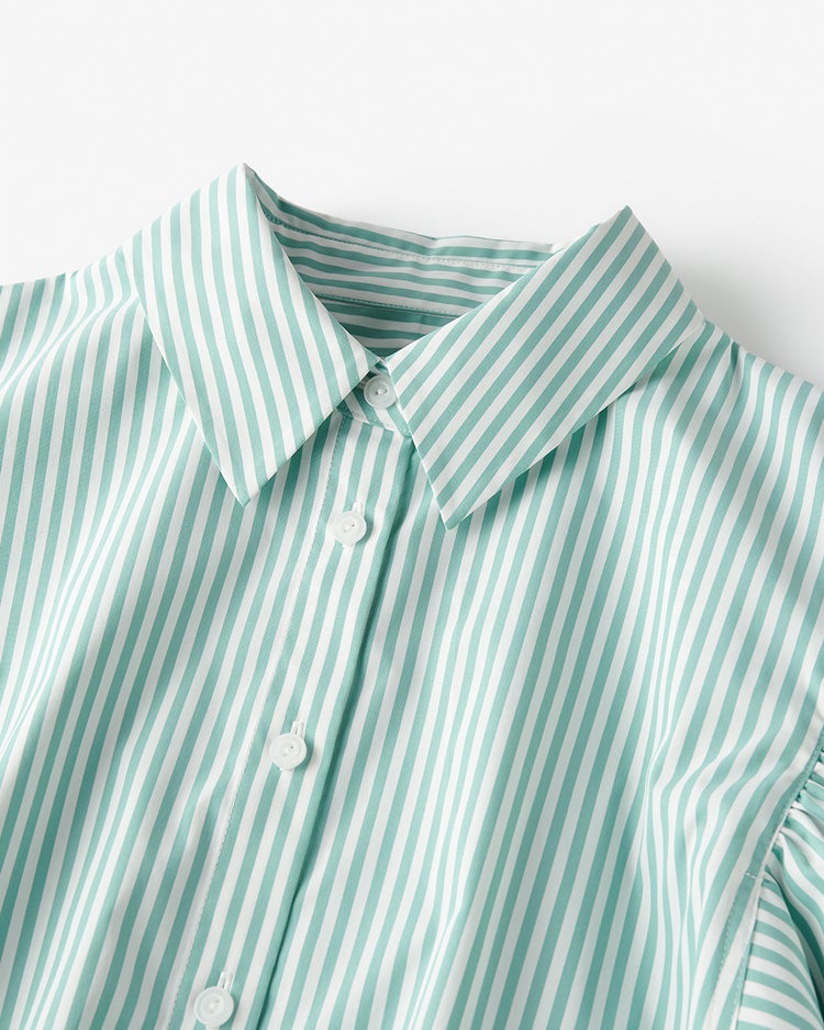 UVイージーケア・タック袖ブラウス 詳細画像 グリーン・パターン 3