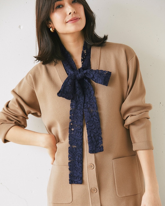 総針編み・Vネックカーディガン