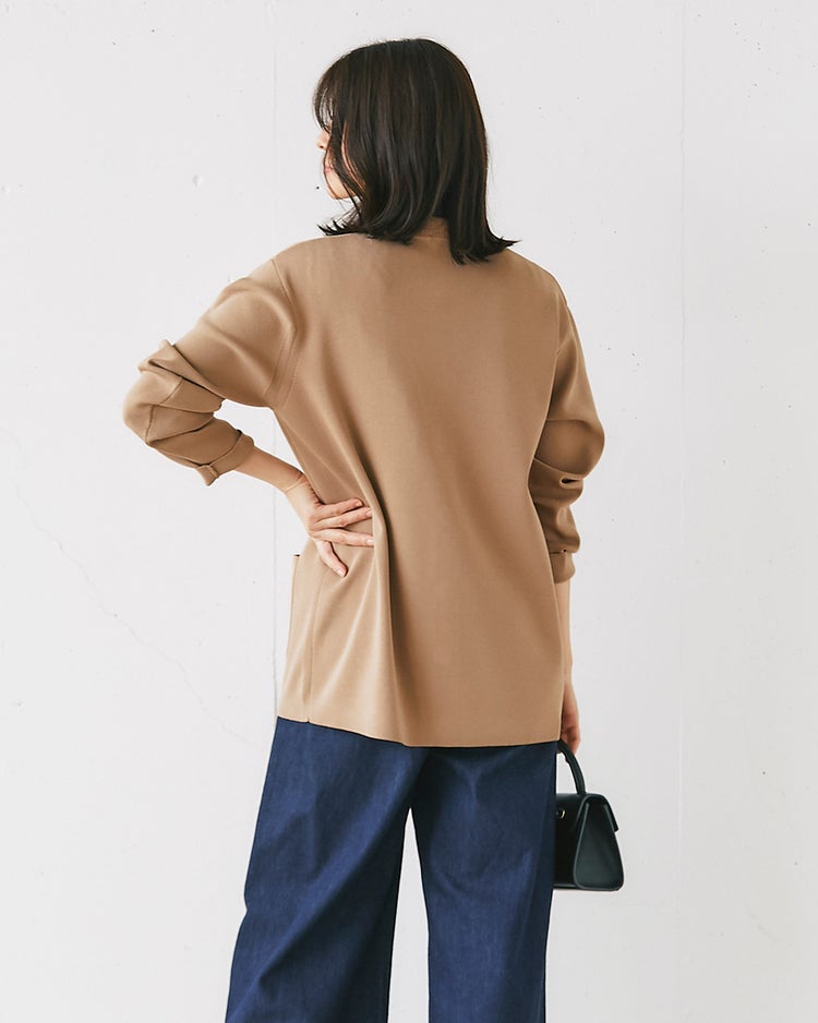 総針編み・Vネックカーディガン 詳細画像 ベージュ 2