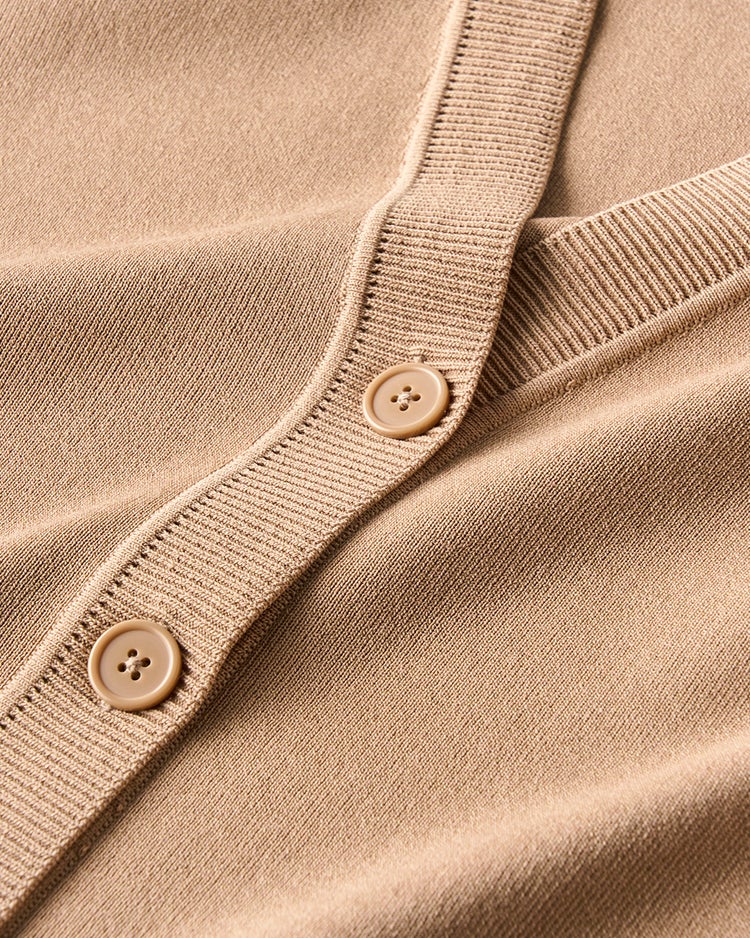 総針編み・Vネックカーディガン 詳細画像 ベージュ 4