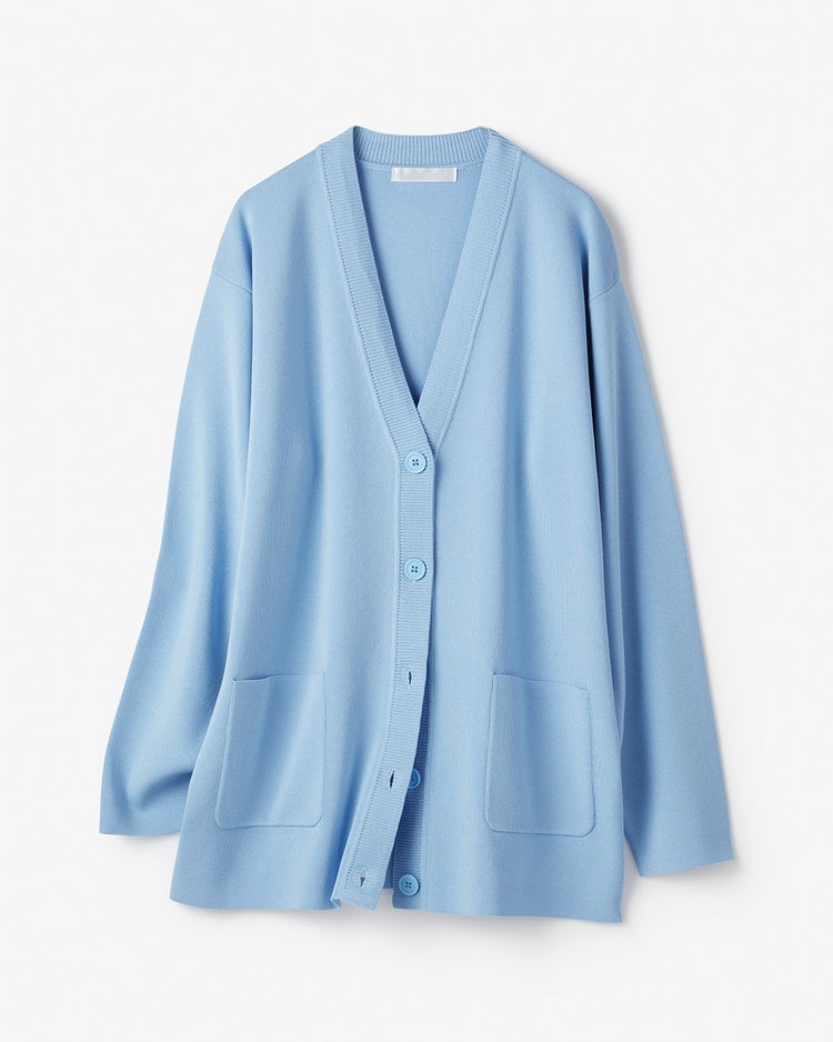 総針編み・Vネックカーディガン 詳細画像 サックス 4