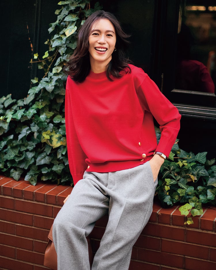 サイドボタン・プルオーバーニット 詳細画像 レッド 1