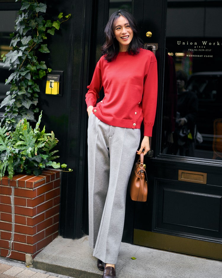 サイドボタン・プルオーバーニット 詳細画像 レッド 2