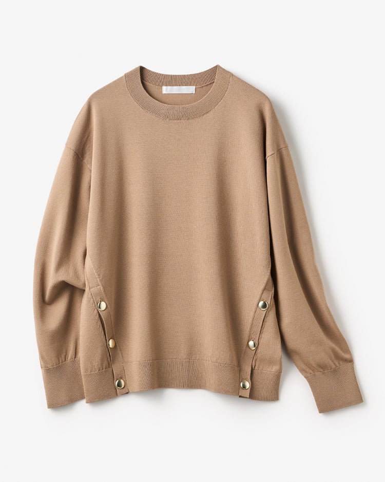 サイドボタン・プルオーバーニット 詳細画像 モカ 5