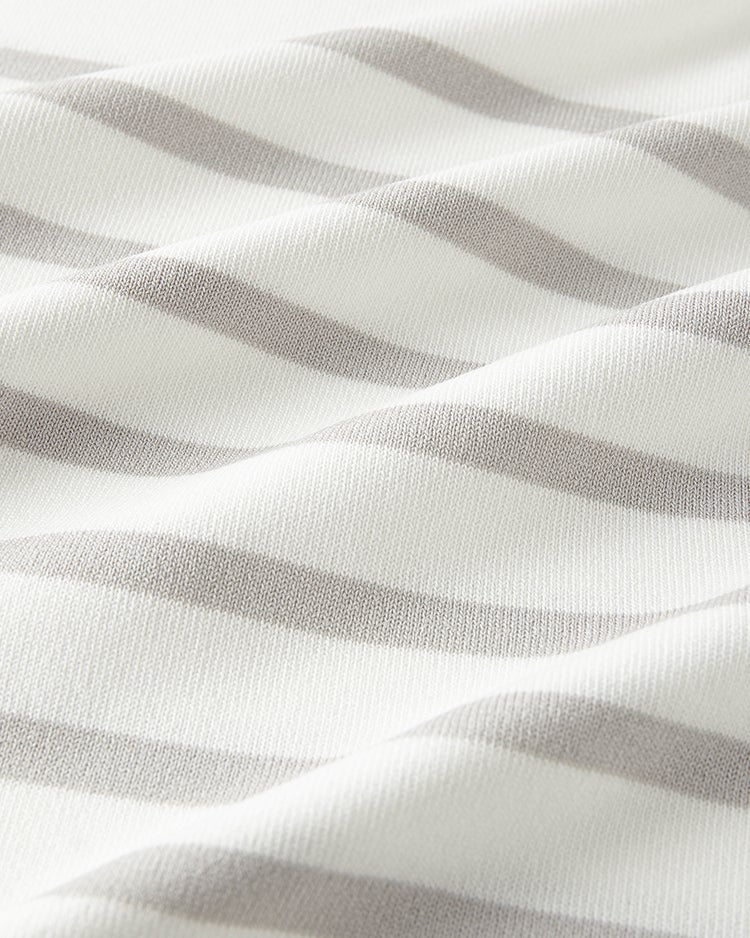 ストレッチニット・袖ボタンボートネック 詳細画像 ホワイトｘグレー 2