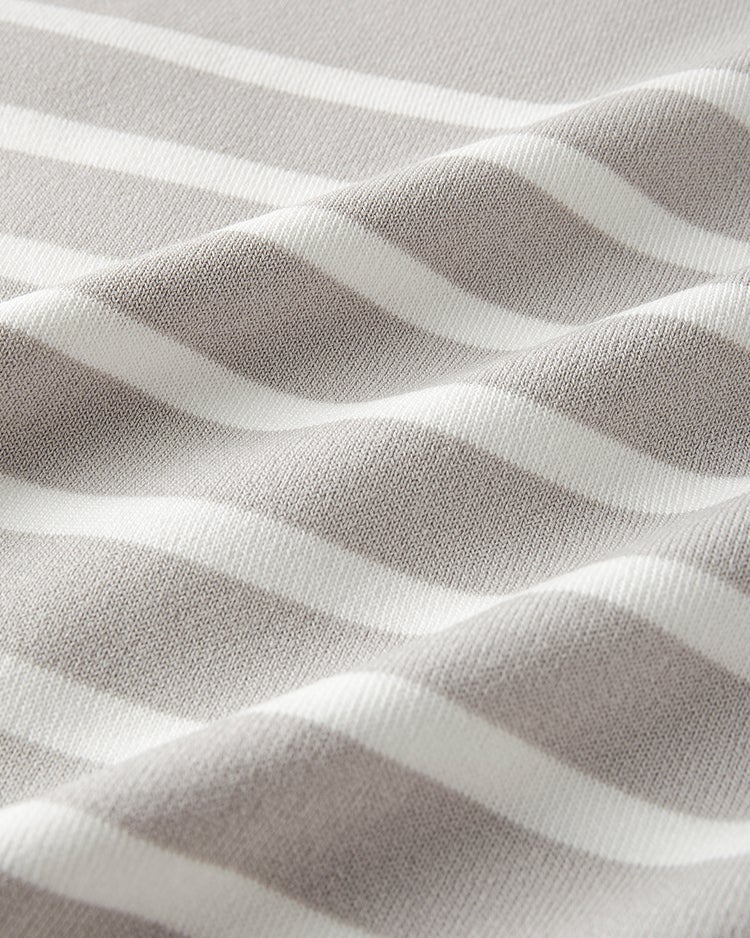 ストレッチニット・袖ボタンボートネック 詳細画像 グレー&times;ホワイト 2