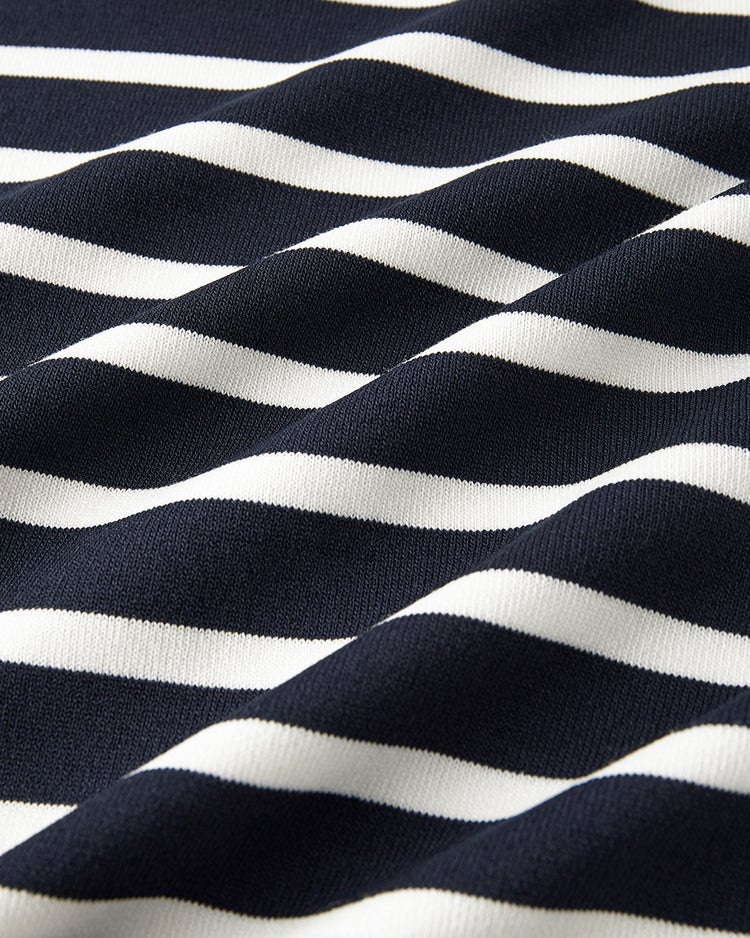 ストレッチニット・袖ボタンボートネック 詳細画像 ネイビー&times;ホワイト 7