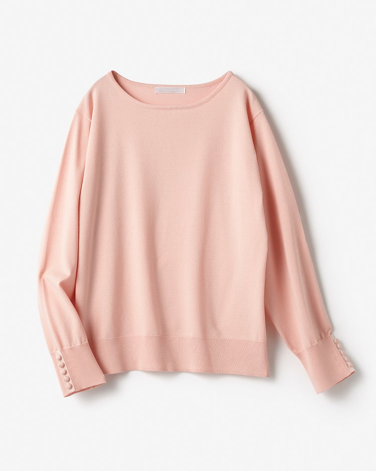 ストレッチニット・袖ボタンボートネック 詳細画像 ライトピンク 3