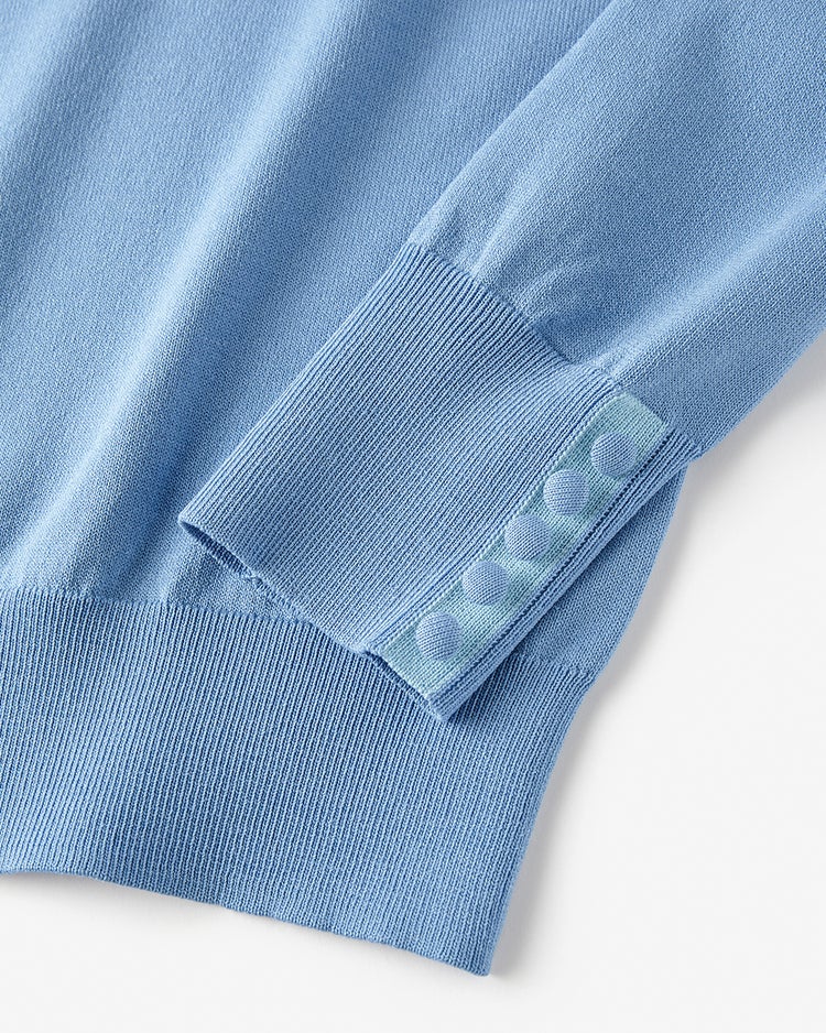 ストレッチニット・袖ボタンボートネック 詳細画像 ライトブルー 2