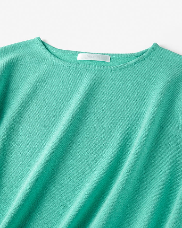 ストレッチニット・袖ボタンボートネック 詳細画像 ブルーグリーン 2