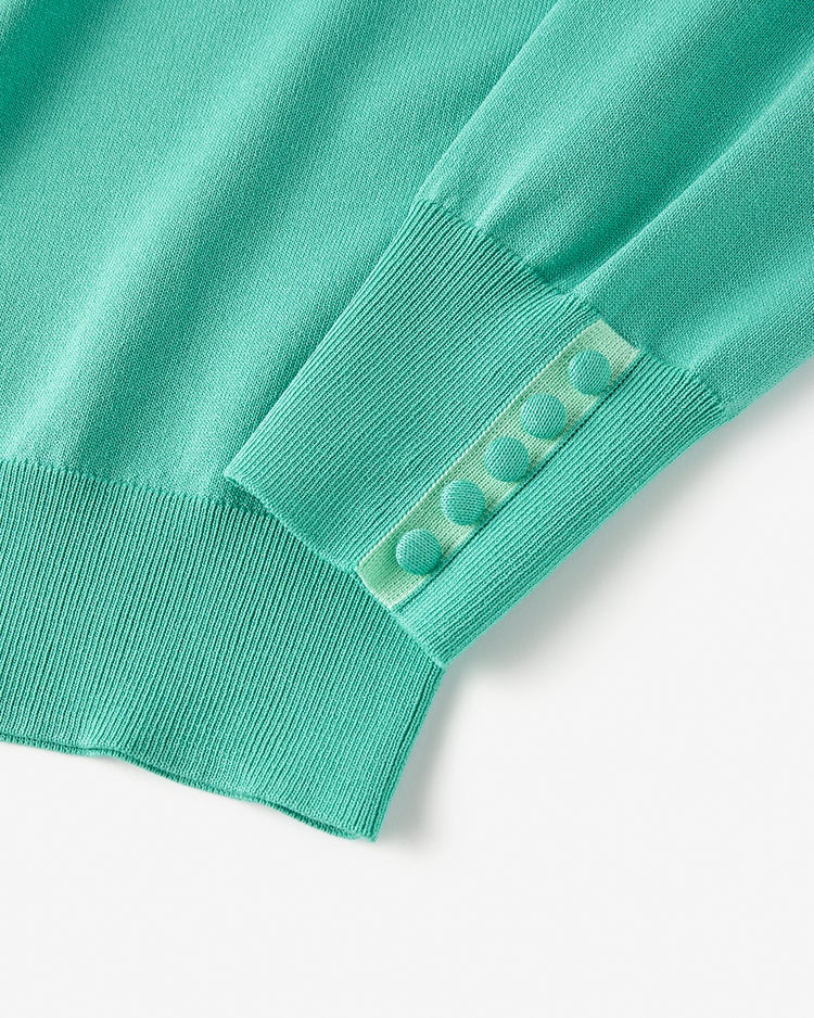 ストレッチニット・袖ボタンボートネック 詳細画像 ブルーグリーン 4