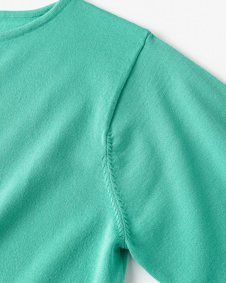 ストレッチニット・袖ボタンボートネック 詳細画像 ブルーグリーン 7