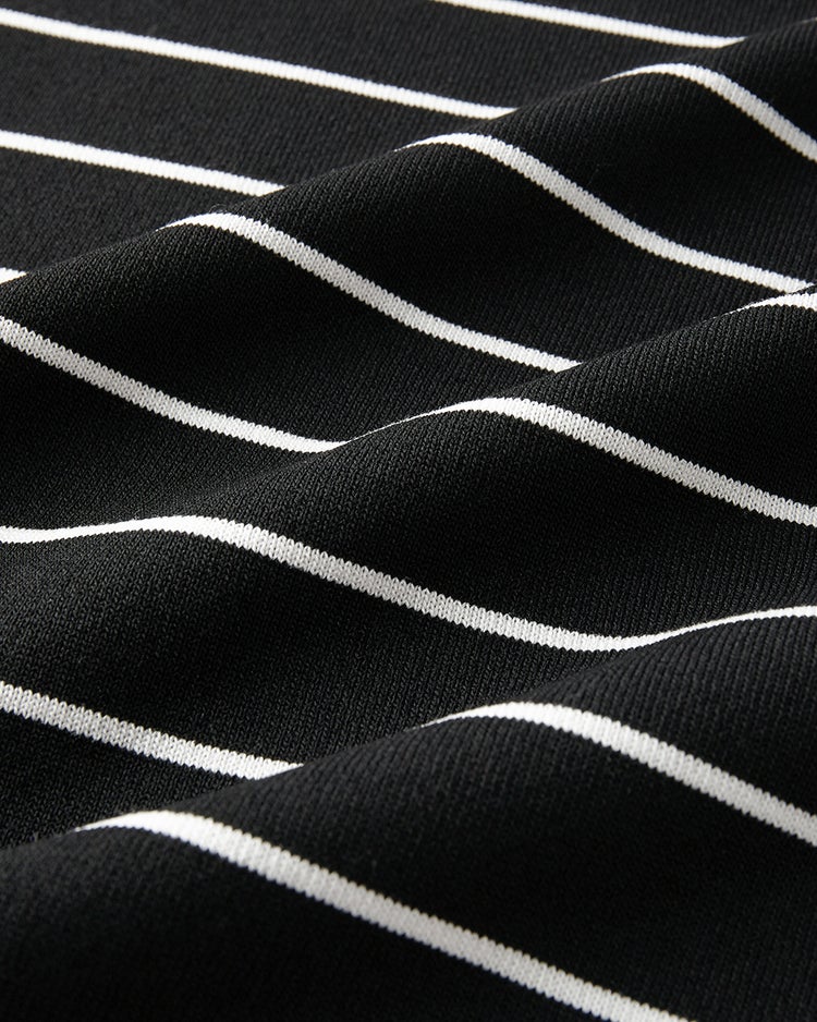 ストレッチニット・リブ配色クルーネック 詳細画像 ブラックパターン 2
