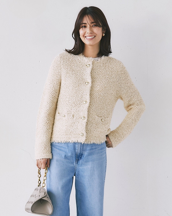 ツイーディニット・メタル釦ジャケット