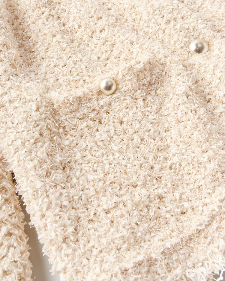 ツイーディニット・メタル釦ジャケット 詳細画像 ライトベージュ 4