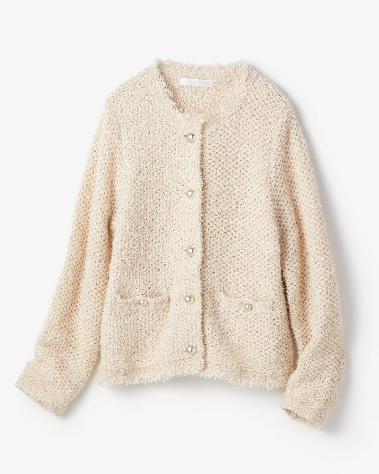 ツイーディニット・メタル釦ジャケット 詳細画像 ライトベージュ 7