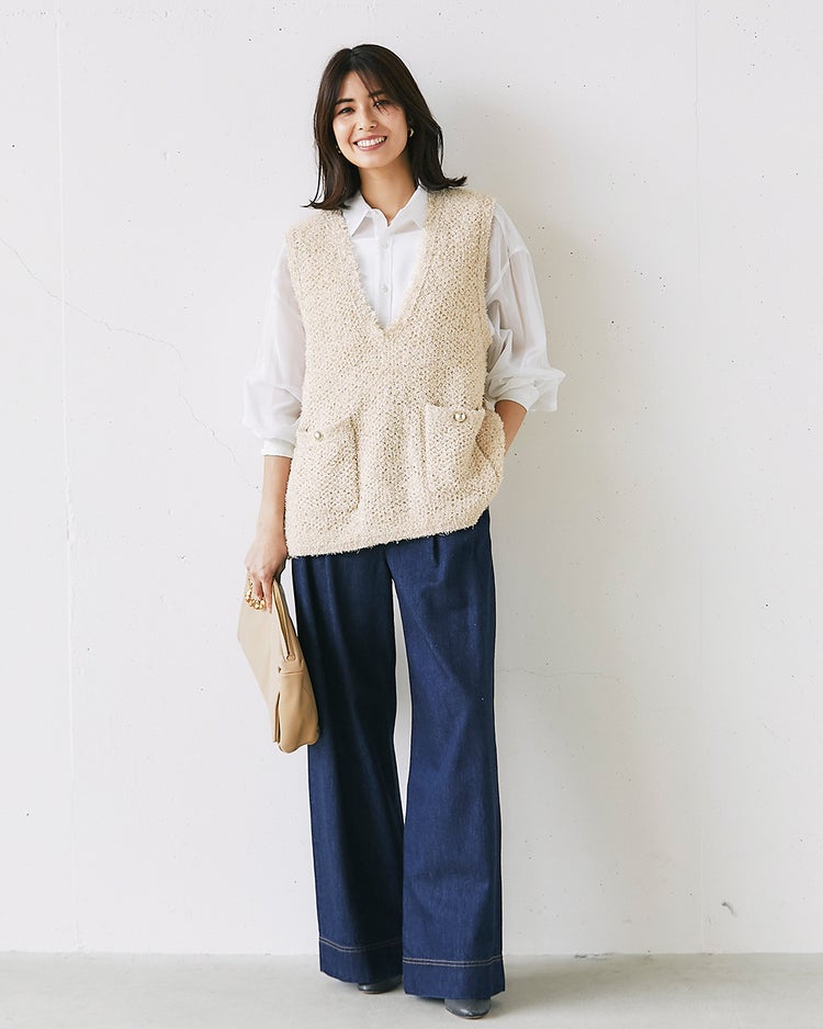 ツイーディニット・メタル釦ベスト 詳細画像 ライトベージュ 4