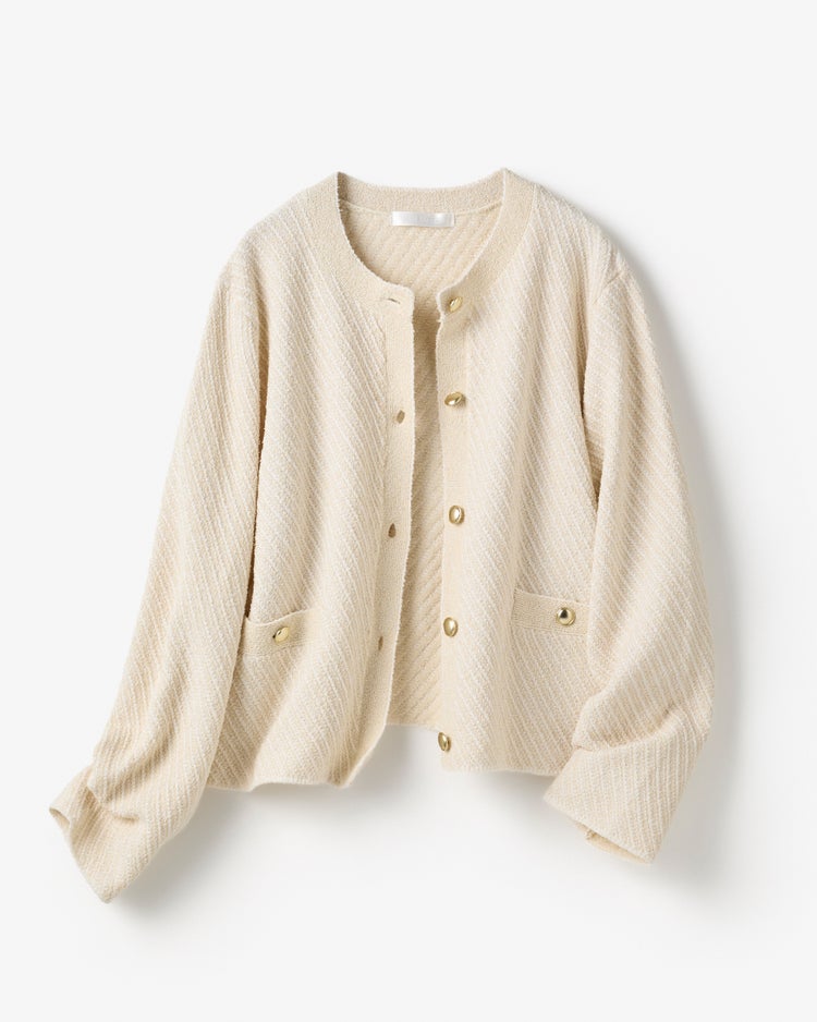 バイアスタック・ニットジャケット 詳細画像 ライトベージュ 6