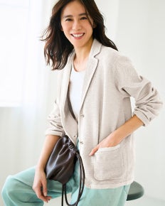 鹿の子ニット・トリムジャケット