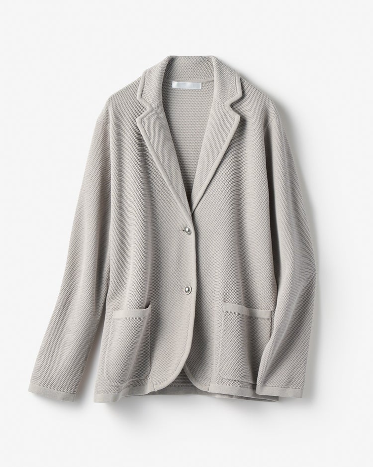 鹿の子ニット・トリムジャケット 詳細画像 グレー 3